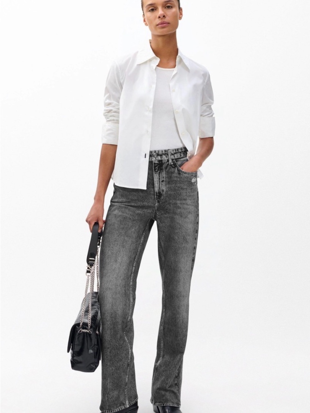 rag & bone Washed Black Straight Leg Jeans - Picture 2 of 8